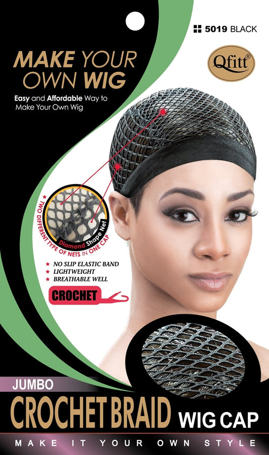 Qfitt Jumbo Crochet Braid Wig Cap # 5019 Black