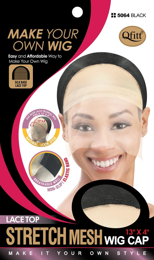 Qfitt Lace Top Stretch Mesh Wig Cap # 5064 Black