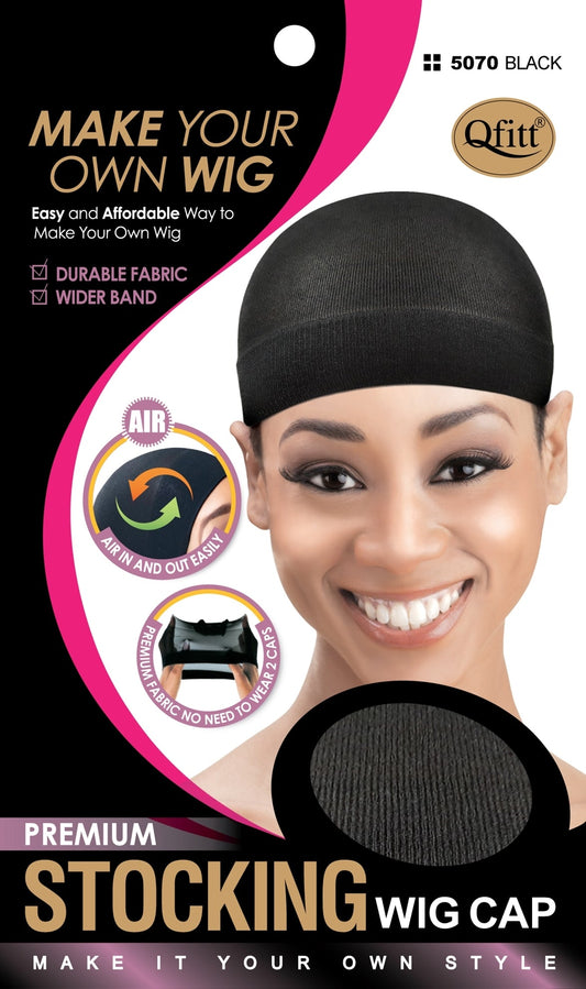 Qfitt Premium Stocking Wig Cap #5070 Black