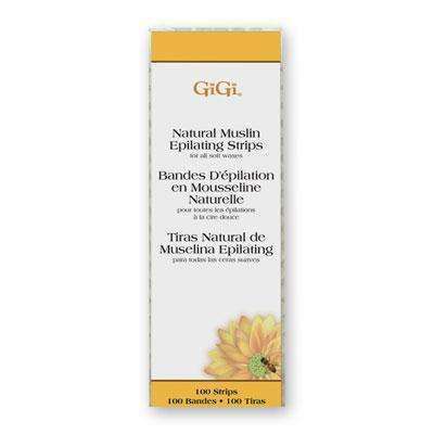 GiGi Natural Muslin Epilating Strips For Soft Wax - Small 1.7" x 4.5" 100pk - Beautiful Black Hair