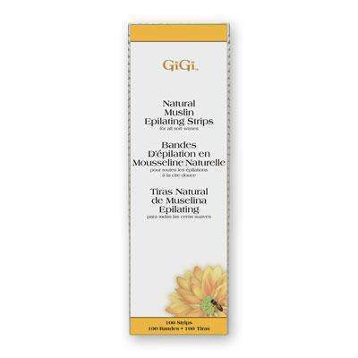 GiGi Natural Muslin Epilating Strips For Soft Wax - Large 3" x 9" 100pk - Beautiful Black Hair