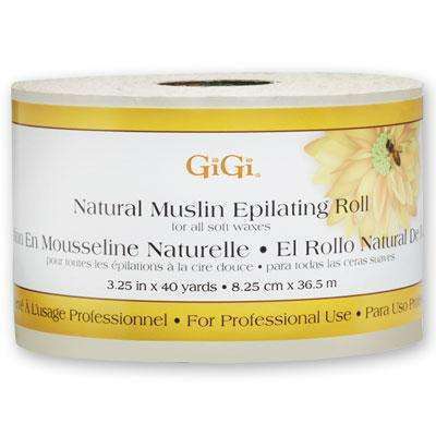 GiGi Natural Muslin Epilating Roll For Soft Wax - 3.25" x 40 yards - Beautiful Black Hair