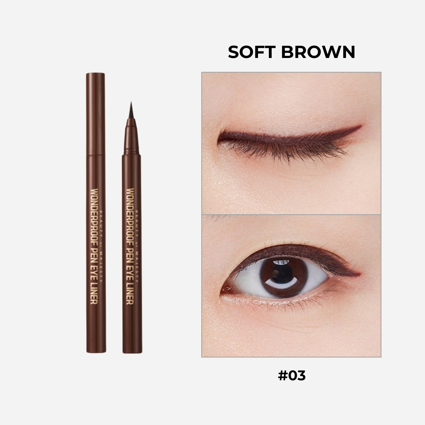 B.O.M Wonderproof Pen Eye Liner - Soft Brown