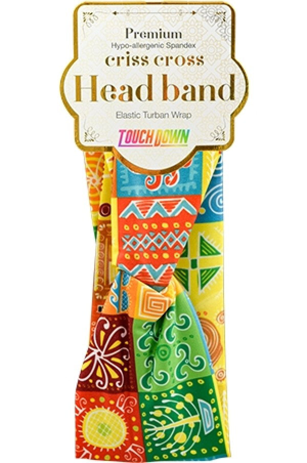 Touch Down Premium Cris Cross Head Band - African Art