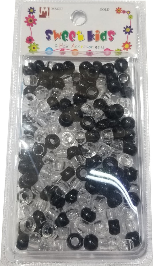 Sweet Kids Hair Beads - Black & Clear #1607