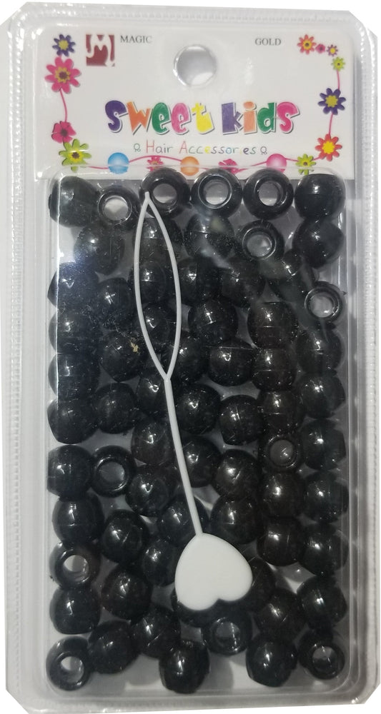 Sweet Kids Medium Hair Beads - Black #1634