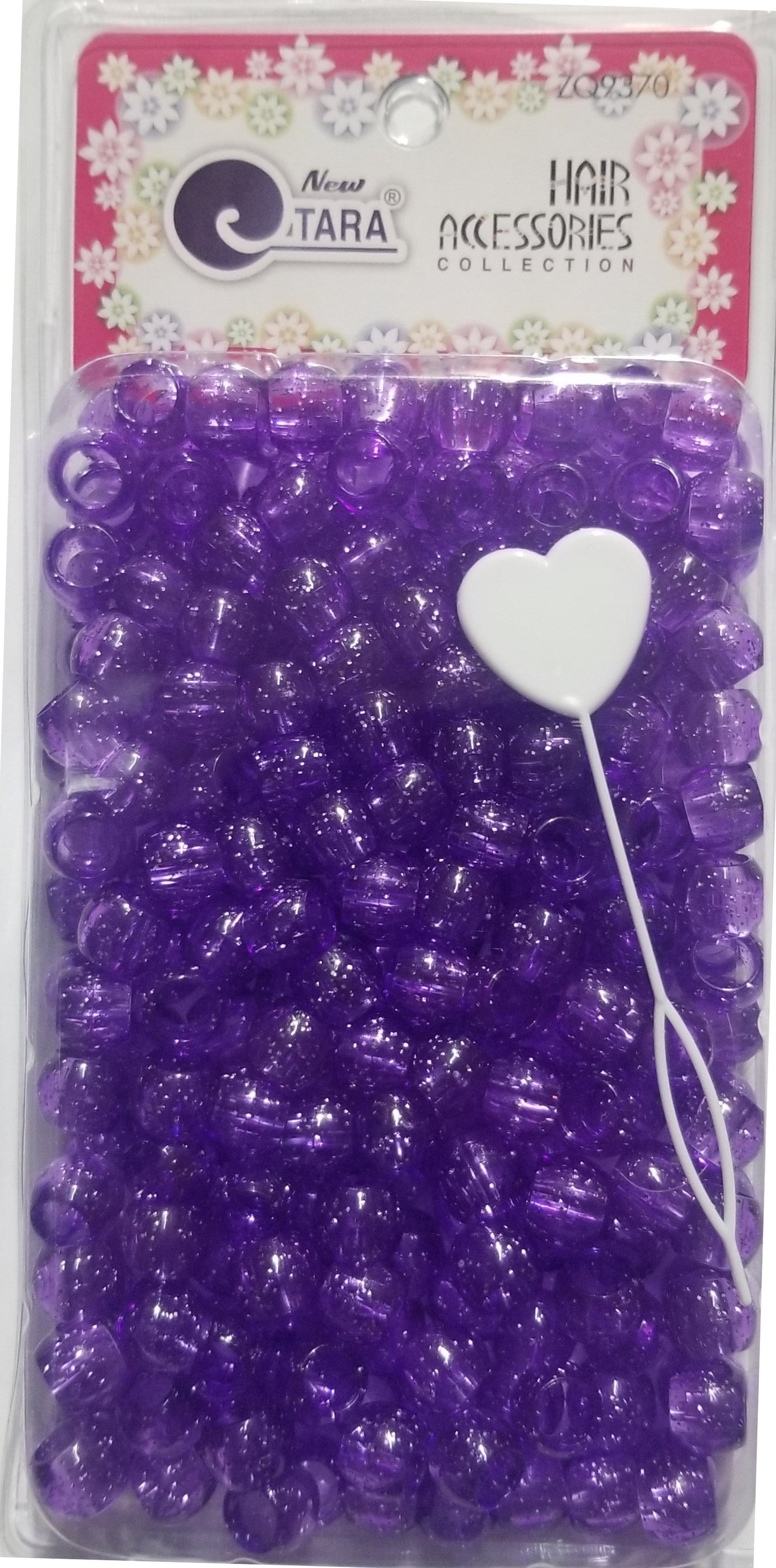 Tara Medium Hair Beads Jumbo Pack - Purple w/ Silver Glitter #ZQ09370