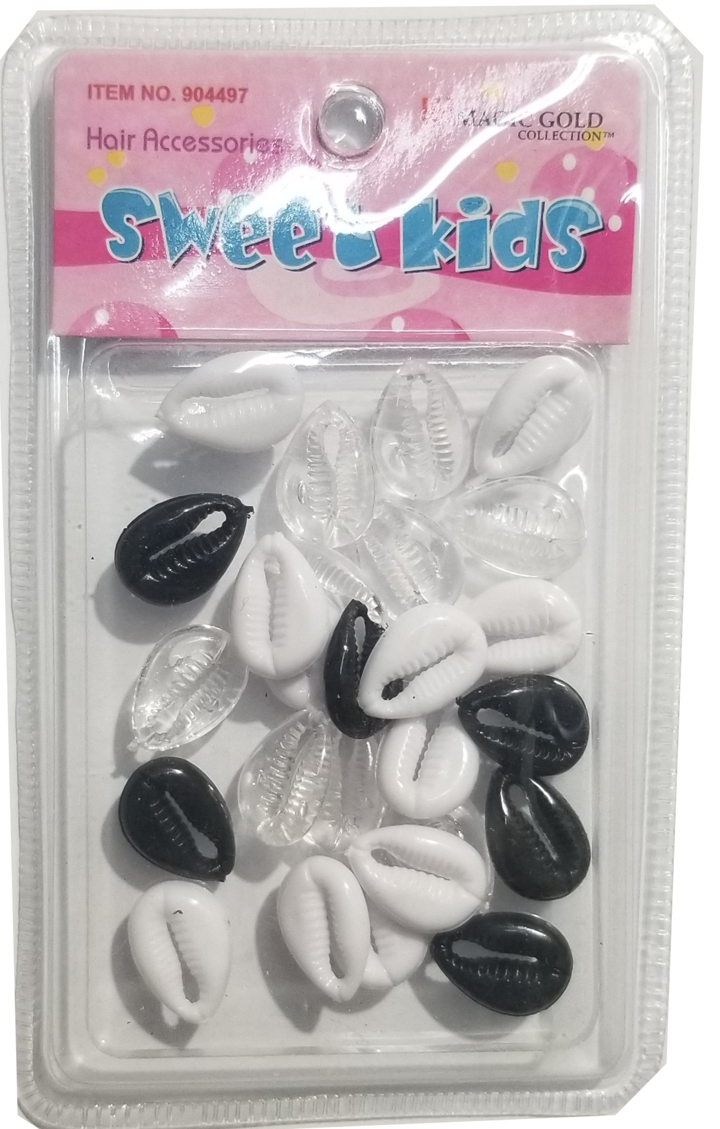 Sweet Kids Hair Beads - Shells Black, White & Clear #2001