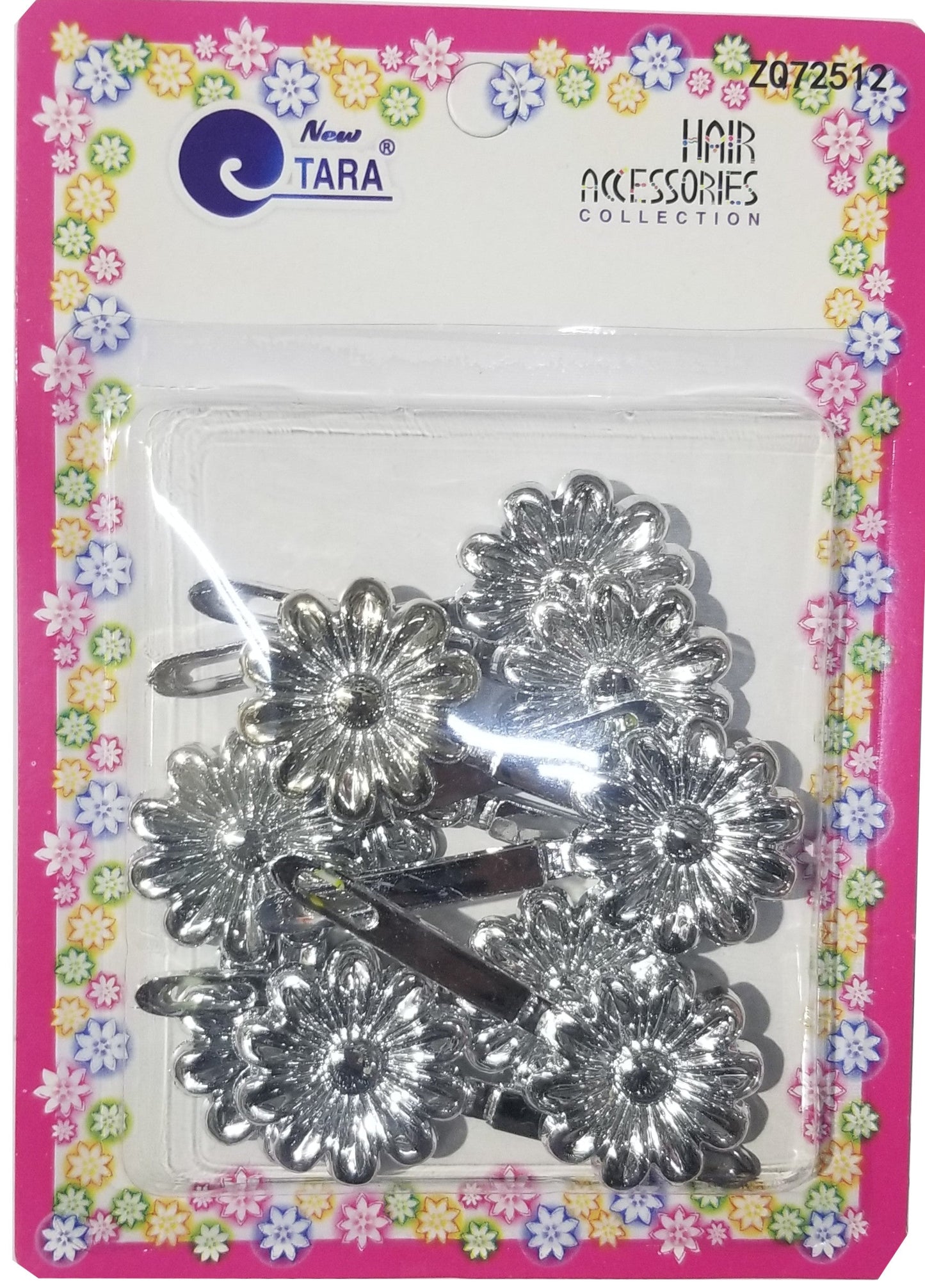 Tara Hair Barrettes - Flower Silver #ZQ72512