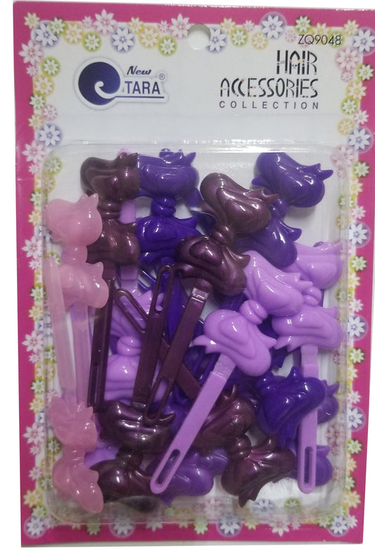 Tara Hair Barrettes - Ribbon Purple Mix #ZQ9048