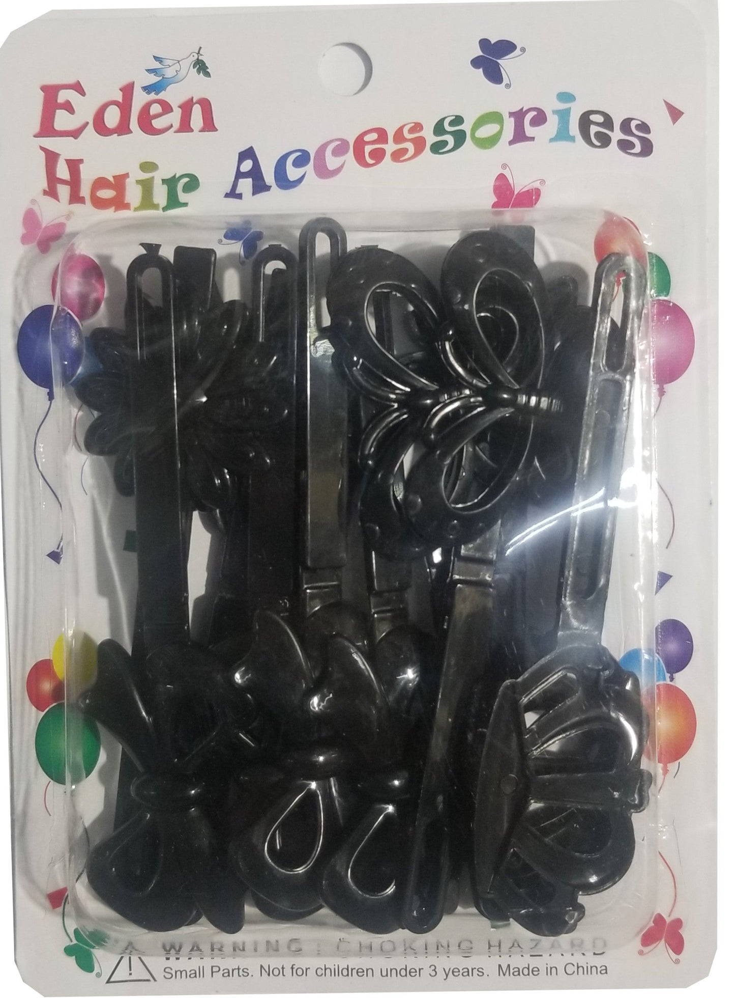 Eden Hair Barrettes - Jumbo Ribbons & Flowers Black #JB-BK