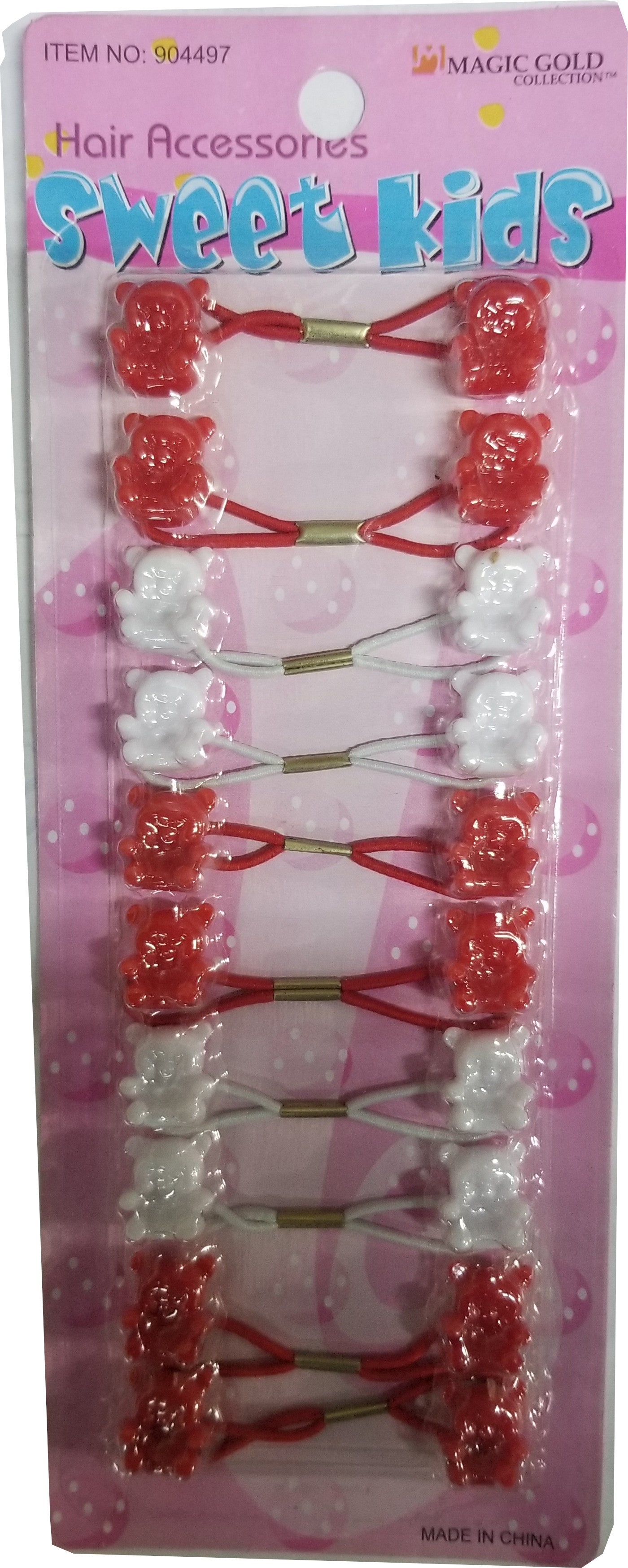 Sweet Kids Hair Baubles - Bear Red & White #BR3