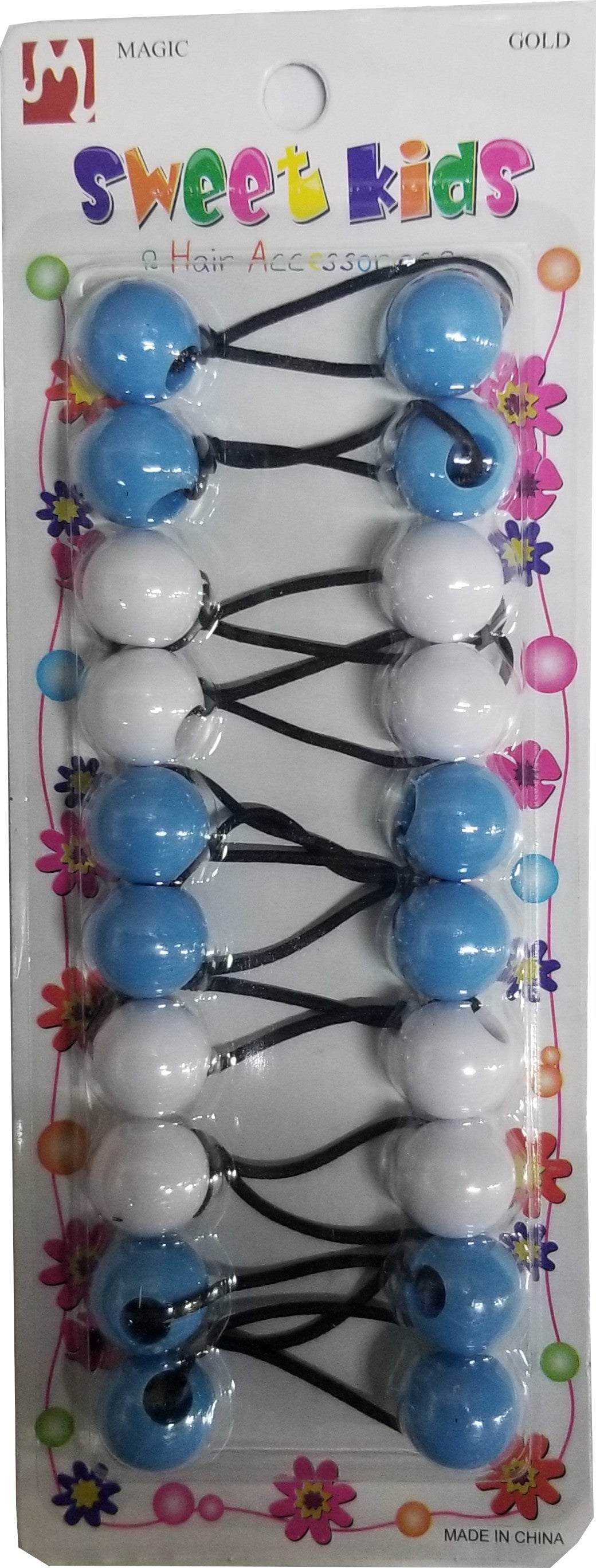 Sweet Kids Hair Baubles - Round Light Blue & White #2847 (R15)