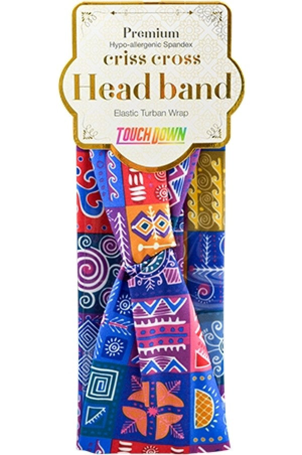 Touch Down Premium Cris Cross Head Band - African Art