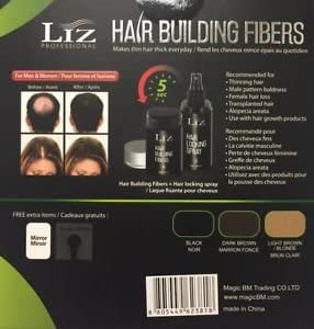 Liz Professional Hair Building Fibers & Locking Spray - Black