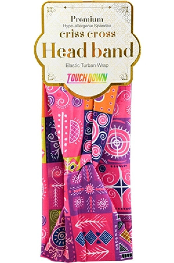 Touch Down Premium Cris Cross Head Band - African Art