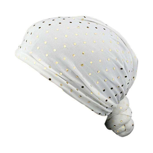 Magic Gold Knotted Wrap White w/Gold #0788 - Beautiful Black Hair