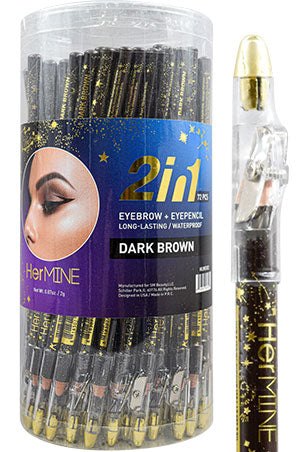 HerMine 2 In 1 Eyebrow & Eyeliner Pencil w/ Sharpener - Dark Brown