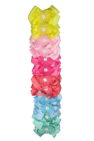 12 Large Cheer/Dance Clip On Ribbons - Pastel Assorted #7620