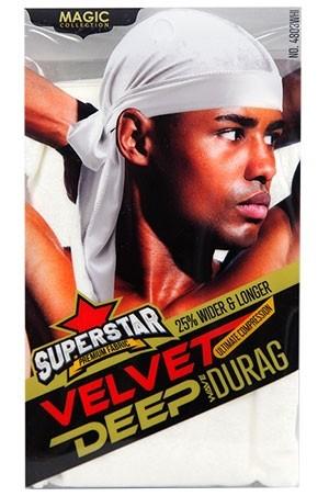 Magic Collection Velvet Deep Wave Durag #4805 White - Deluxe Beauty Supply