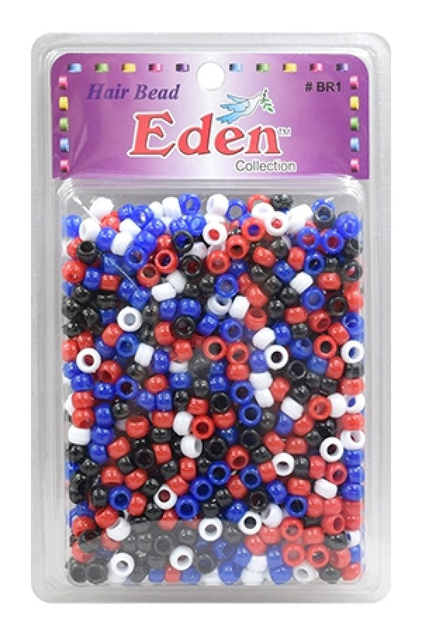 Eden Small Hair Beads Jumbo Pack - Red, White, Blue & Black #BR1TOM - Dollar Deals