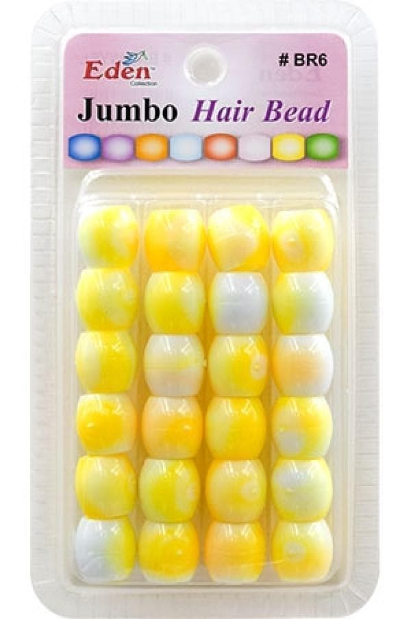 Eden Jumbo Hair Beads - Yellow 2 Tone #BR6WYEL - Beautiful Black Hair