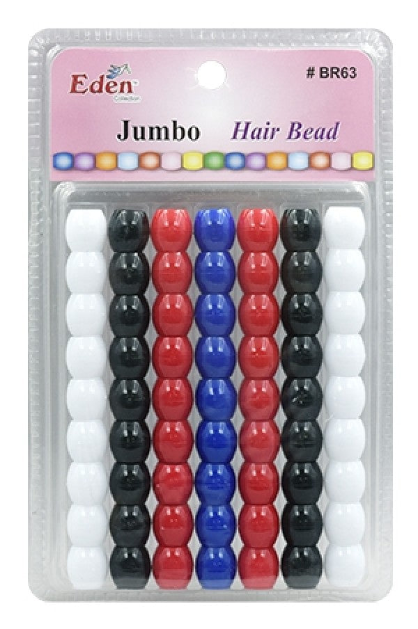 Eden Jumbo Hair Beads - Red, Black, White & Blue #BR63TOM