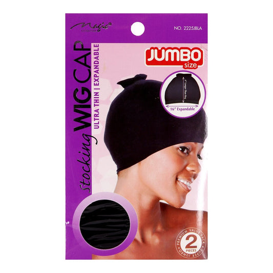 Magic Collection Jumbo Size Stretchable Stocking Weaving Cap #2225JBLA Black