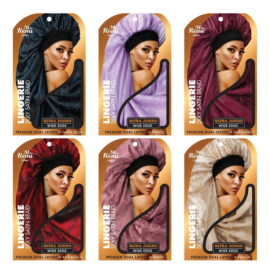 Ms. Remi Lingerie Wide Edge Silky Braid Bonnet Ultra Jumbo -  Assorted #3685