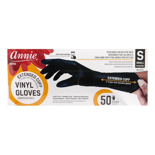 Annie Extended Cuff Powder Free Vinyl Gloves - Small
