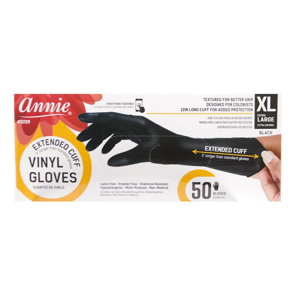 Annie Extended Cuff Powder Free Vinyl Gloves - Extra Large