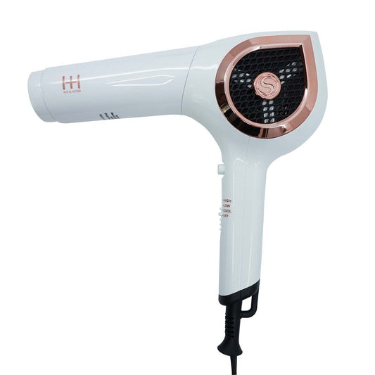 Hot & Hotter Ceramic Ionic Turbo 3000 Hair Dryer - White & Rose Gold #5911
