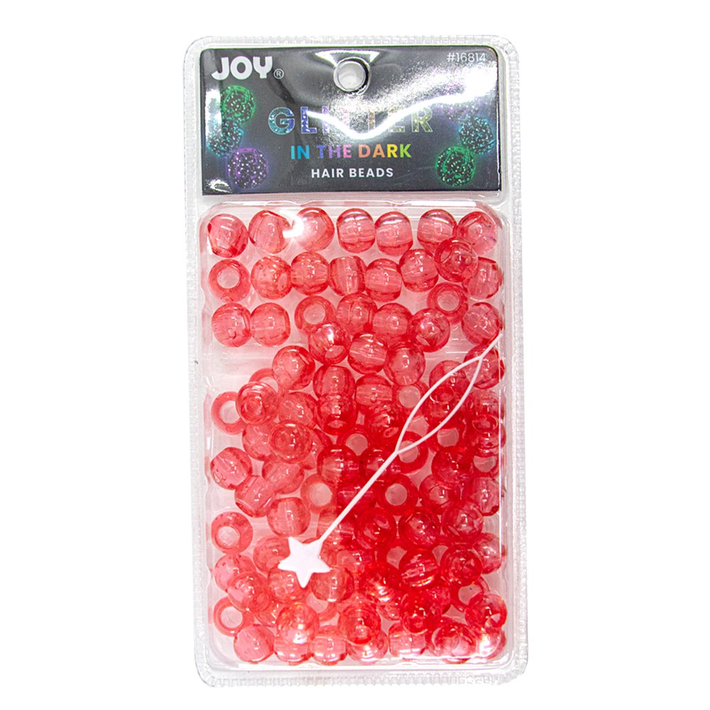 Joy Glitter In the Dark Hair Beads XL - Red #16814
