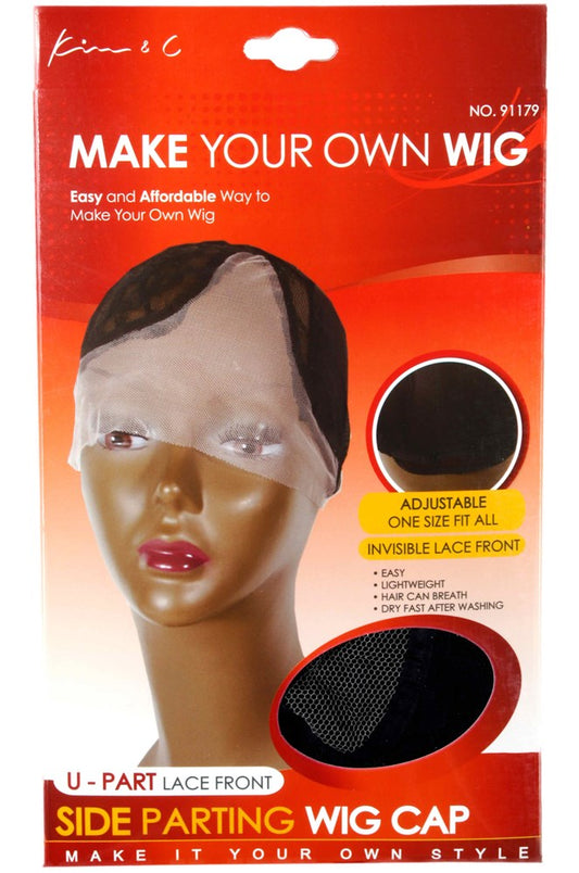 U-Part Lace Front Side Parting Wig Cap #91179 Black