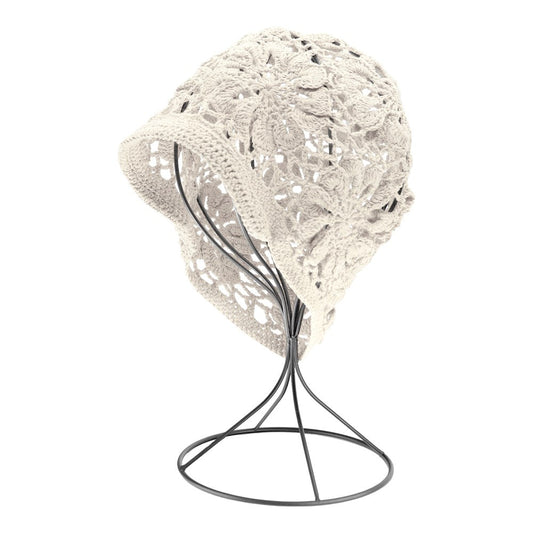 Handmade Fashion Floral Crochet Bucket Hat - Beige