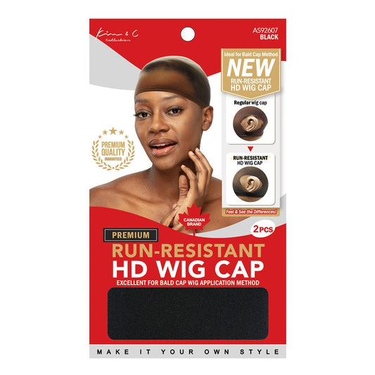 Premium Run-Resistant HD Wig Cap 2pc #92607 Black