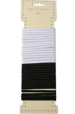 27pcs Ponytail Holders Black & White - Beautiful Black Hair