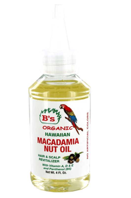 B's Organic Hawaiian Macadamia Nut Oil Hair & Scalp Revitalizer - Beautiful Black Hair