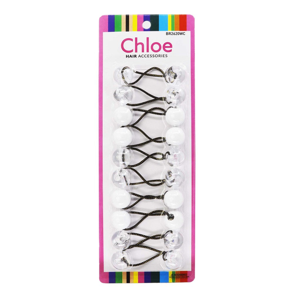 Chloe Hair Baubles - White & Clear #BR2620WC $0.99