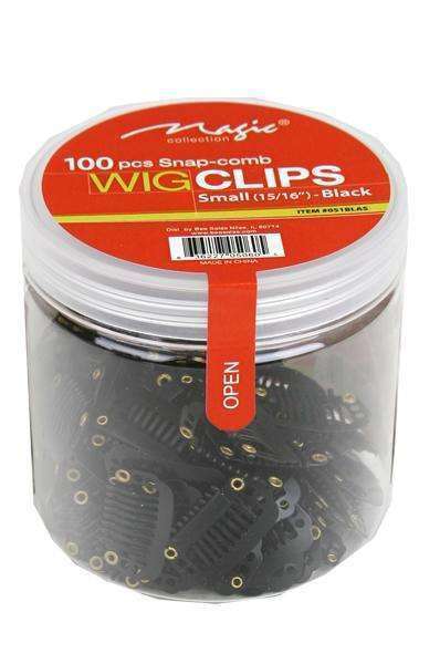 Magic Collection 100 Snap Comb Wig Clips Small 15/16" - Black - Beautiful Black Hair