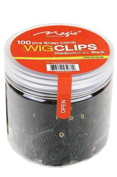 Magic Collection 100 Snap Comb Wig Clips Medium 1 1/4"- Black - Beautiful Black Hair