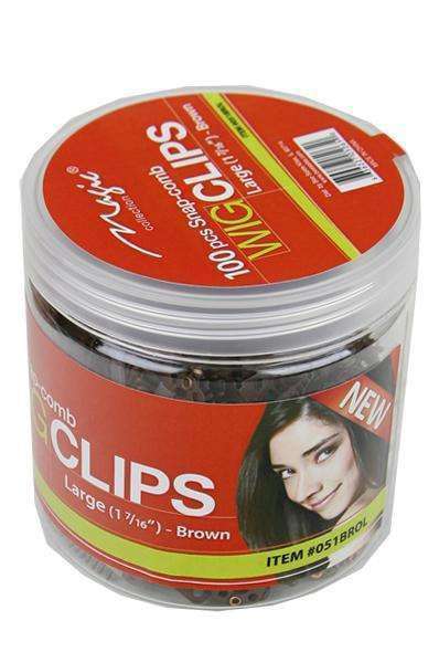 Magic Collection 100 Snap Comb Wig Clips Large 1 7/16" - Brown - Beautiful Black Hair