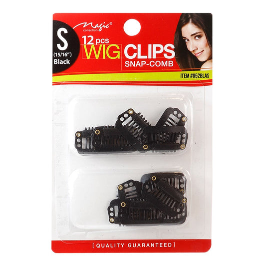Magic Collection 12pcs Snap Comb Wig Clips - Small Black #052BLAS