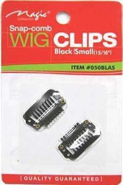 Magic Collection Small Snap Comb Wig Clips Black - Beautiful Black Hair