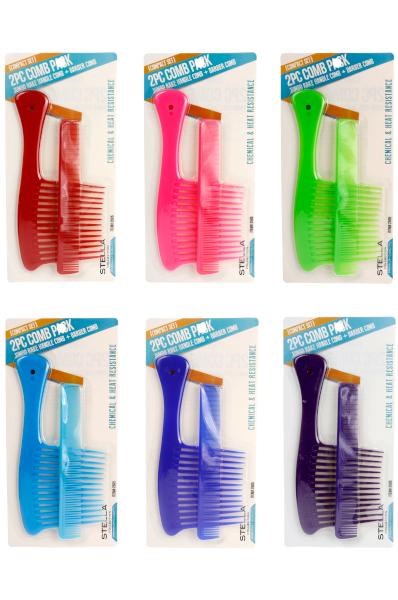 Stella 2pc Jumbo Rake Handle & Barber Comb Set #2505