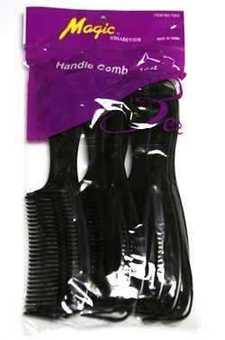 12 Pack Handle Combs - Black - Beautiful Black Hair