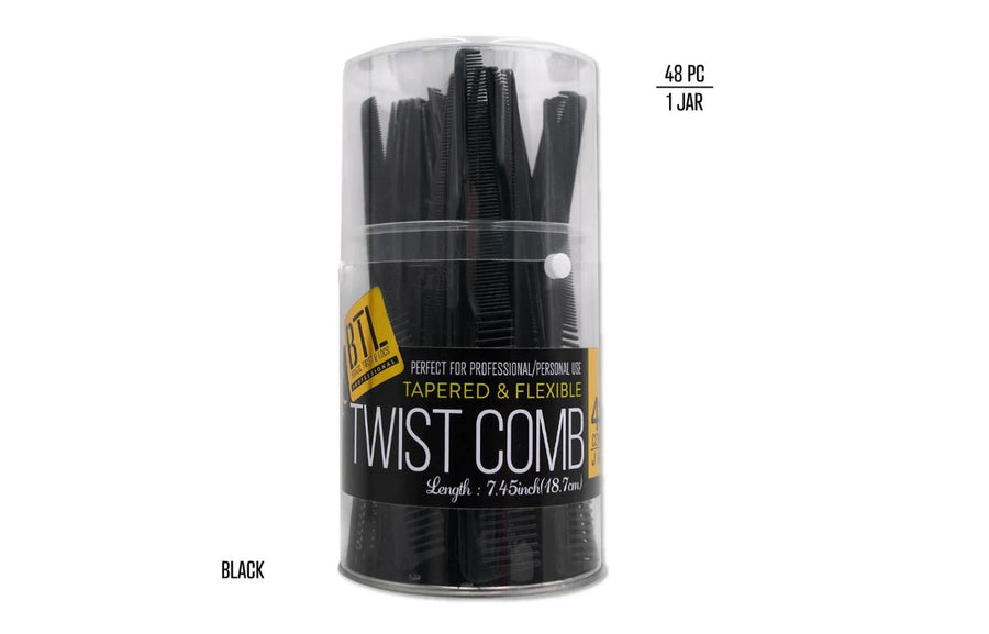 BTL Professional Tapered & Flexible Twist Combs Black