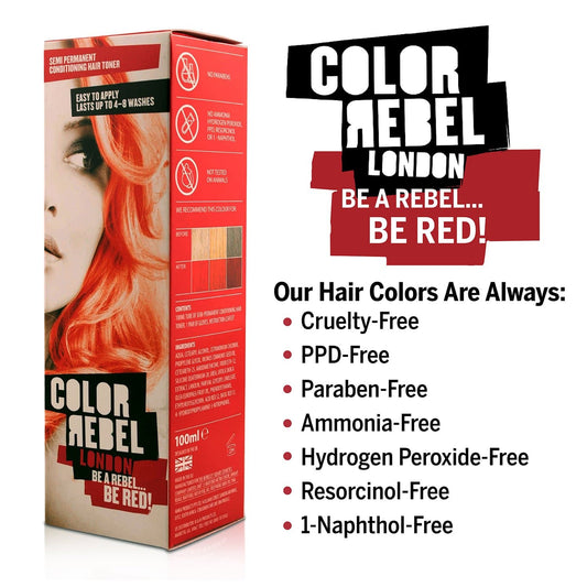 Color Rebel London Semi-Permanent Conditioning Hair Toner - Be Red