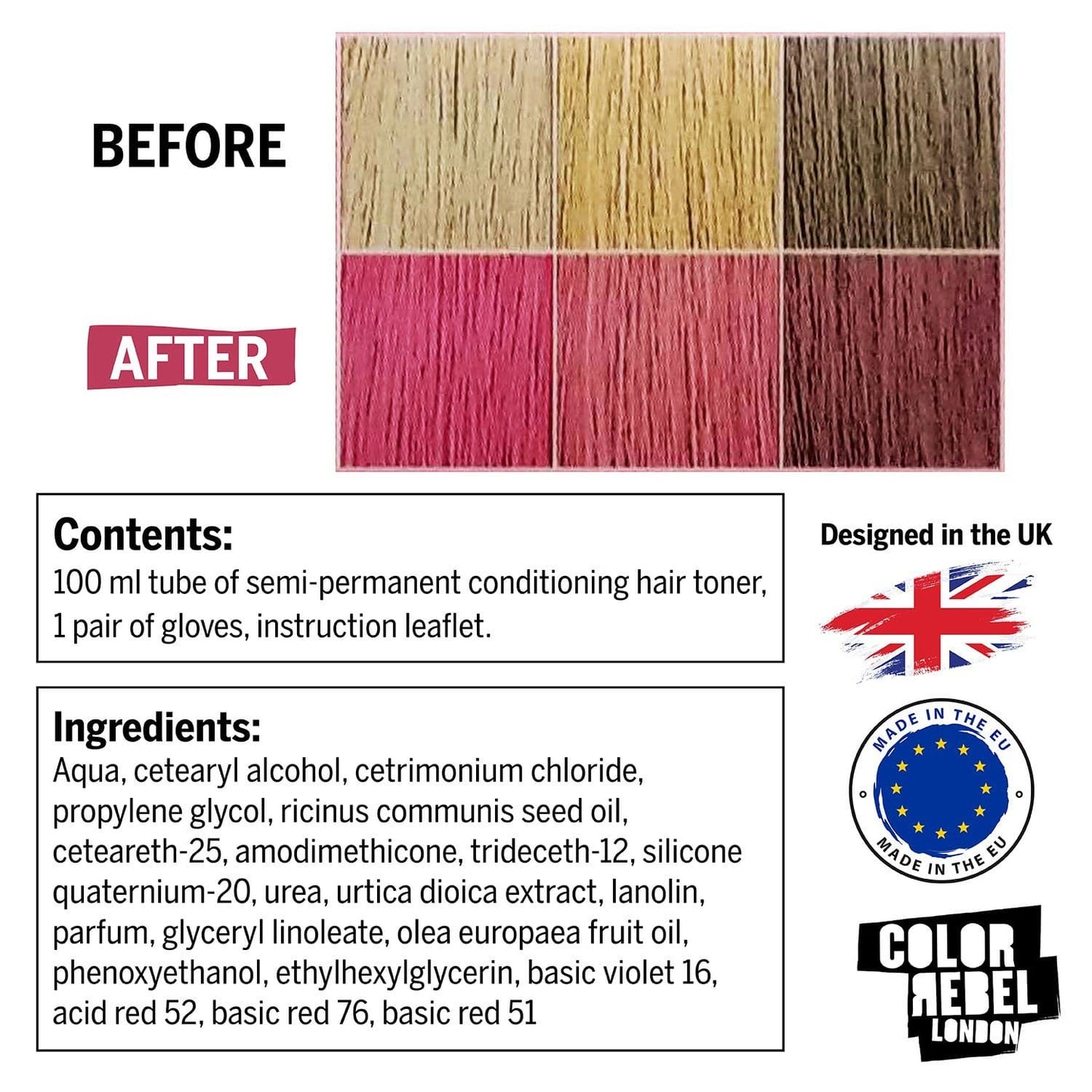 Color Rebel London Semi-Permanent Conditioning Hair Toner - Be Pink