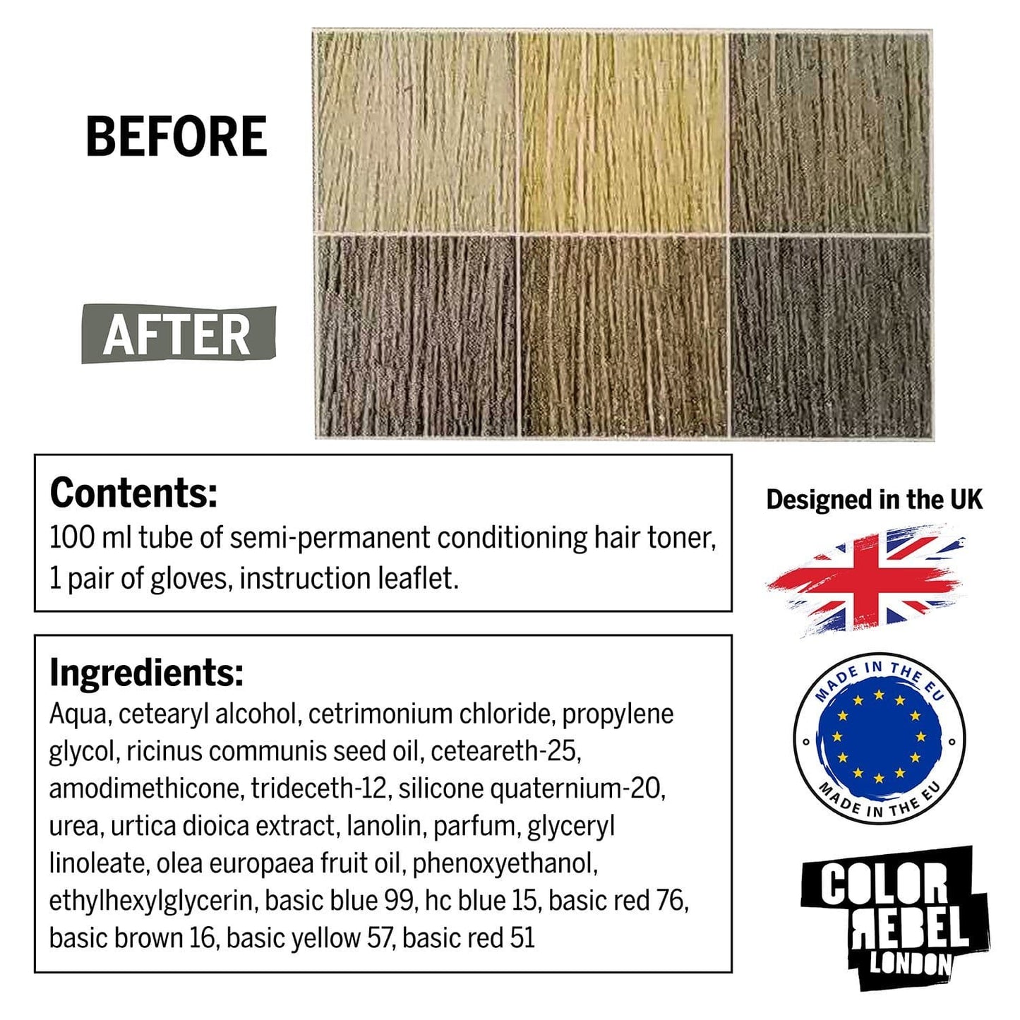 Color Rebel London Semi-Permanent Conditioning Hair Toner - Be Platinum